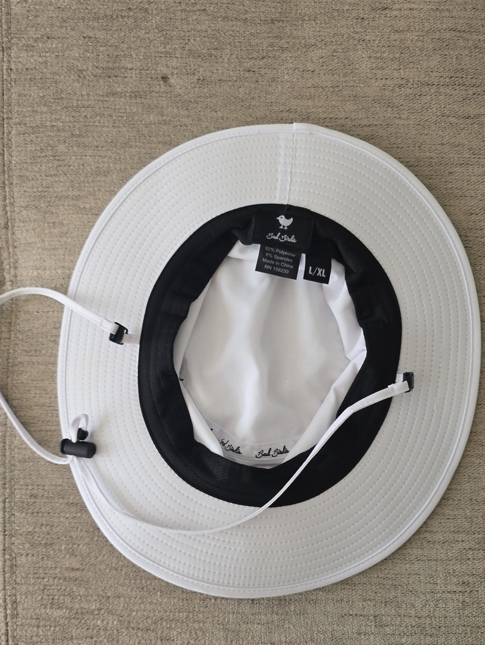 Bad Birdie White Wide-Brim Sun Hat with Black Bird Logo - Picture 3 of 6